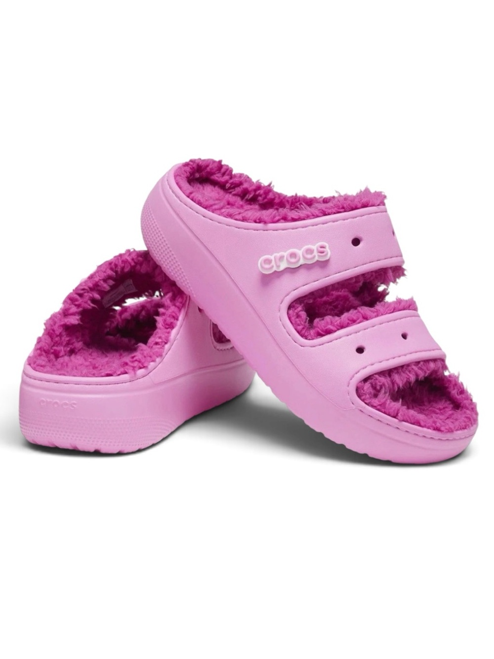 Crocs Pink Classic Cozzzy Lined Sandals